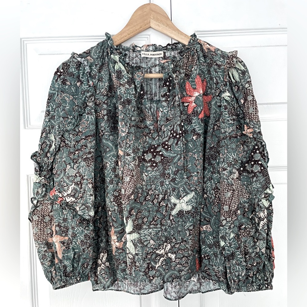 Ulla Johnson Manet Blouse in Azul, Size 4